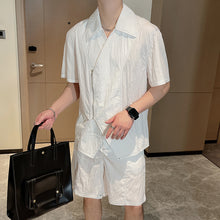 Load image into Gallery viewer, Summer Topstitched Zip Shirt Shorts Set
