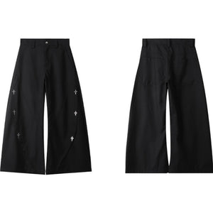 Vintage Embroidered Drape Loose Straight-leg Wide-leg Pants