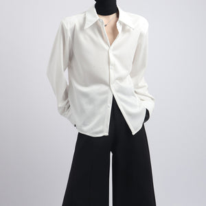 Sequined Casual Loose Peak Collar Shirt