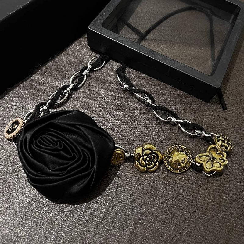 Vintage Rose Clavicle Choker Necklace