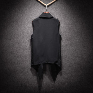 Dark Mid-Length Sleeveless Jacket Cape