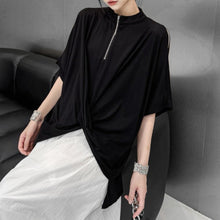 Load image into Gallery viewer, Women's Cross-over Hem Zipper T-shirt

