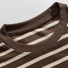 Load image into Gallery viewer, Japanese Waffle Knit Striped Loose Long Sleeve T-shirt
