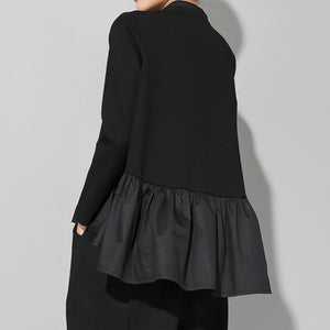 Long-sleeved Patchwork Slim-fitting Babydoll Shirt