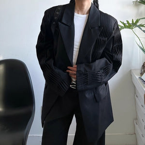 Heavy-duty Padded Shoulder Loose Wave Suit Jacket