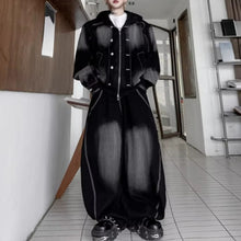Load image into Gallery viewer, American Color-blocked Denim Jacket and Washed Wide-leg Trousers Two-piece Set
