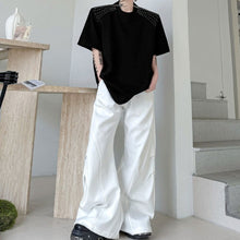 Load image into Gallery viewer, Round Neck Hand-beaded Zipper Embellished Loose T-shirt
