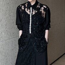 Load image into Gallery viewer, Hollow 3D Floral Stitching Pearl Shirt
