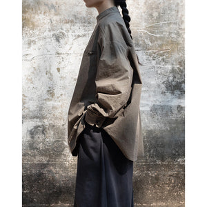 Vintage Stand Collar Loose Shirt