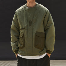 Load image into Gallery viewer, Color-blocked Crew Neck Quilted Cotton Coat
