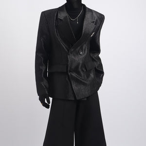 Double-breasted Casual Pleated Blazer