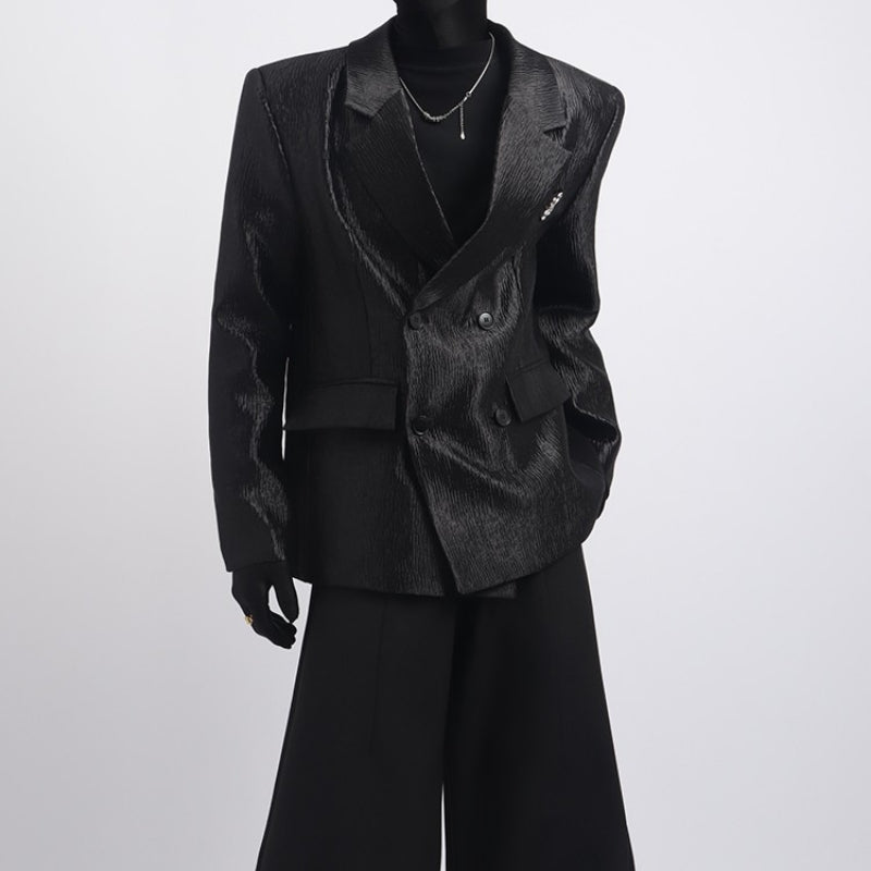 Double-breasted Casual Pleated Blazer