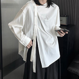 Irregular Slit Ribbon Shirt