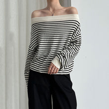 Load image into Gallery viewer, Striped Off-shoulder Wool Sweater
