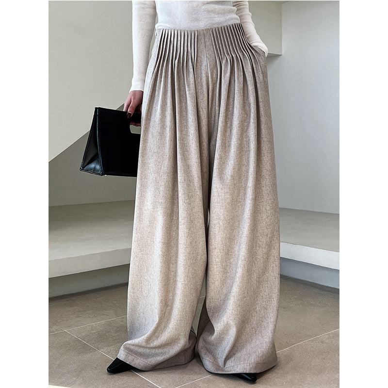 Pleated High Waist Wide Leg Pants