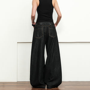 American Retro Casual Scimitar Wide-leg Jeans
