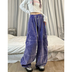Vintage Corduroy Cargo Wide-leg Pants