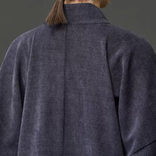 Load image into Gallery viewer, Corduroy Curved Collar Diagonal Placket Loose Hanfu Cardigan
