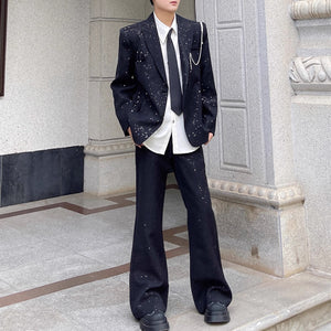 Gypsophila Pearl Necklace Jacket Flared Trousers Two-piece Set