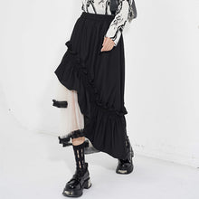 Load image into Gallery viewer, Contrast Color Panel Ruffled Mesh Skirt
