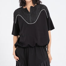 Load image into Gallery viewer, Women's Loose Drawstring Zipper T-shirt
