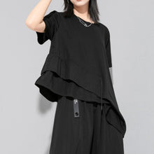 Load image into Gallery viewer, Women's Batwing Loose-fitting Waist Patchwork T-shirt

