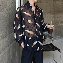 Load image into Gallery viewer, Feather Print Thin Sheer Shirt
