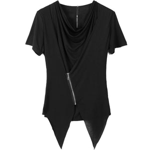 Summer Irregular Zipper T-shirt