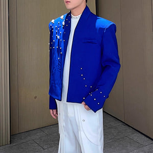 Heavily Beaded Diamond-encrusted Collarless Suit Jacket