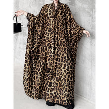 Load image into Gallery viewer, Women's Leopard Print Loose Belted Batwing Sleeve Dress
