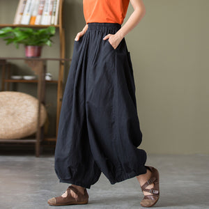 Cotton And Linen Loose Wide-leg Casual Big Bloomers