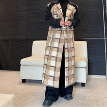 Load image into Gallery viewer, Winter Retro Plaid Patchwork Woolen Coat
