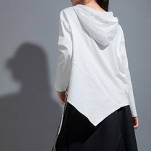 Load image into Gallery viewer, Hooded Irregular Stitching Long Sleeves T-shirts
