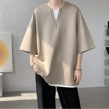 Load image into Gallery viewer, Fake Two-piece V-neck T-shirt
