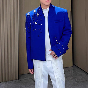 Heavily Beaded Diamond-encrusted Collarless Suit Jacket