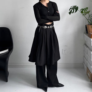 Fake Two-piece Loose Drape Pleated Skirt Pants