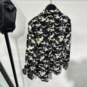 Printed Rhinestone Drape Loose Shirt