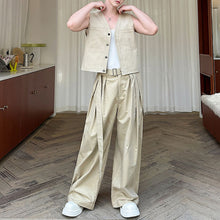 Load image into Gallery viewer, Casual Short Cardigan Vest Wide Leg Trousers Workwear Two-piece Set
