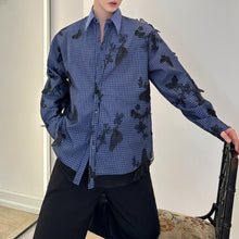 Load image into Gallery viewer, Vintage Butterfly Lace Mesh Splicing Plaid Shirt
