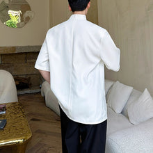 Load image into Gallery viewer, Summer Stacked Collar Shoulder Pad Shirt
