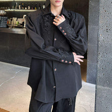 Load image into Gallery viewer, Silky 3D Lace Rose Gem Button Loose Shirt
