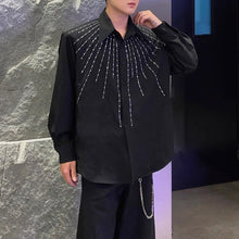 Load image into Gallery viewer, Lapel Loose Rhinestone Solid Color Shirt
