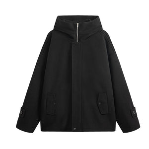 Loose Short Hooded Zipper Coat