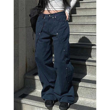 Load image into Gallery viewer, Vintage Rivet Stitching Denim Loose Straight Wide-leg Pants

