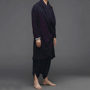 Vintage Cotton and Linen Loose Meditation Cape Jacket Harem Pants Two-piece Set