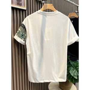 Patchwork Pattern Round Neck T-shirt