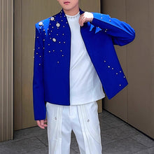 Load image into Gallery viewer, Heavily Beaded Diamond-encrusted Collarless Suit Jacket
