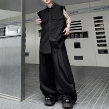 Load image into Gallery viewer, Stand Collar Sleeveless Shirt Casual Trousers Two-piece Suit
