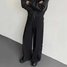 Load image into Gallery viewer, Double Belt Metal Drape Punk Straight Trousers
