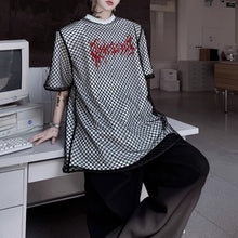 Load image into Gallery viewer, Mesh Fake Two-piece Letter Printed Patchwork T-shirt
